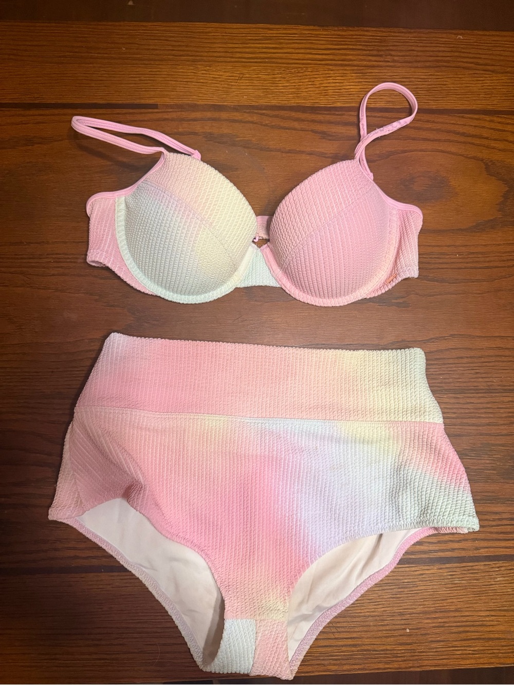 Victoria’s Secret Pink Ombre Textured High-Waist Bikini Set size M/L
